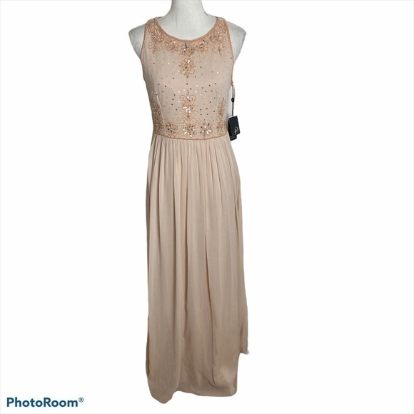 Adrianna Papell Halter Gown Beaded Bodice NWT Pink Sz 6 - Picture 1 of 9
